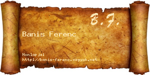 Banis Ferenc névjegykártya